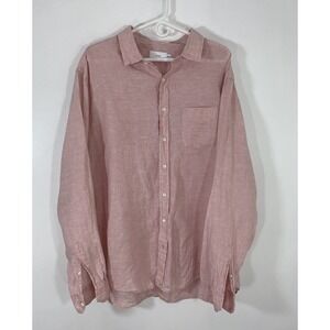 Onia Mens Long Sleeve Linen Shirt XXL Light Pink